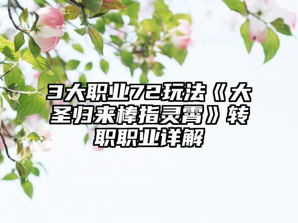 3大职业72玩法《大圣归来棒指灵霄》转职职业详解