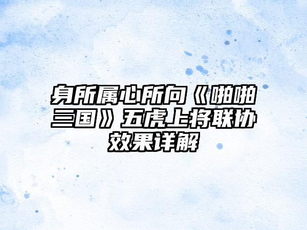 身所属心所向《啪啪三国》五虎上将联协效果详解