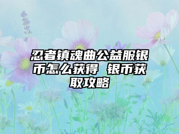 忍者镇魂曲公益服银币怎么获得 银币获取攻略