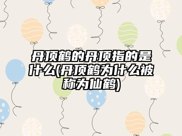 丹顶鹤的丹顶指的是什么(丹顶鹤为什么被称为仙鹤)