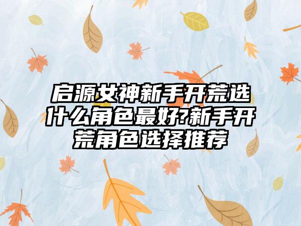 启源女神新手开荒选什么角色最好?新手开荒角色选择推荐