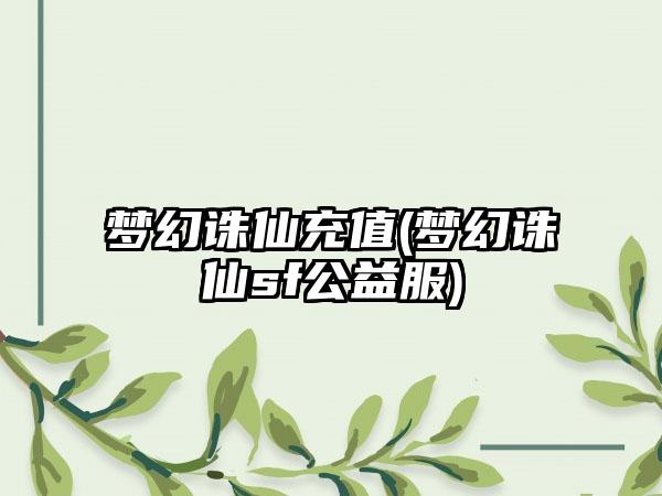 梦幻诛仙充值(梦幻诛仙sf公益服)