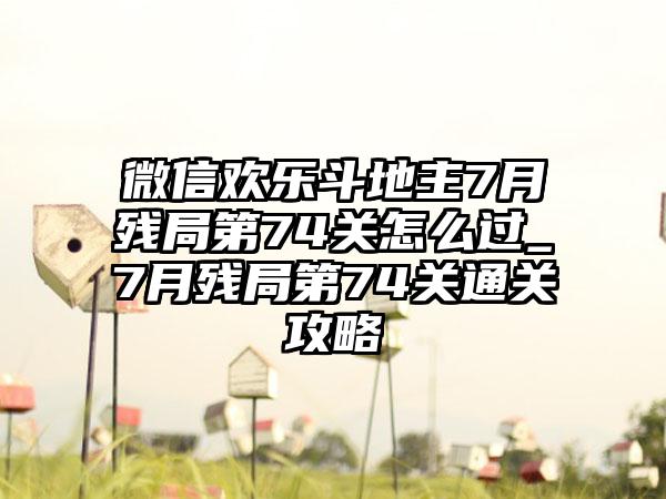 微信欢乐斗地主7月残局第74关怎么过_7月残局第74关通关攻略