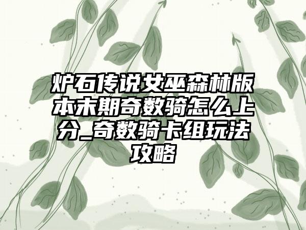 炉石传说女巫森林版本末期奇数骑怎么上分_奇数骑卡组玩法攻略
