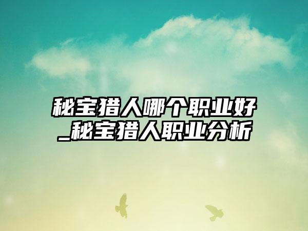 秘宝猎人哪个职业好_秘宝猎人职业分析