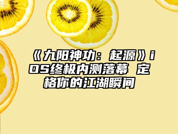 《九阳神功：起源》iOS终极内测落幕 定格你的江湖瞬间