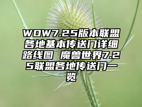 WOW7.25版本联盟各地基本传送门详细路线图 魔兽世界7.25联盟各地传送门一览
