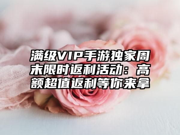 满级VIP手游独家周末限时返利活动：高额超值返利等你来拿