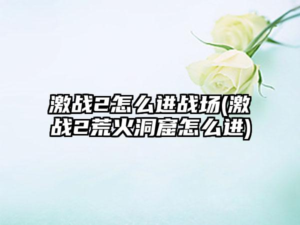 激战2怎么进战场(激战2荒火洞窟怎么进)