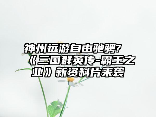 神州远游自由驰骋?《三国群英传-霸王之业》新资料片来袭