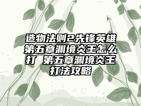 造物法则2先锋英雄第五章渊境炎王怎么打 第五章渊境炎王打法攻略