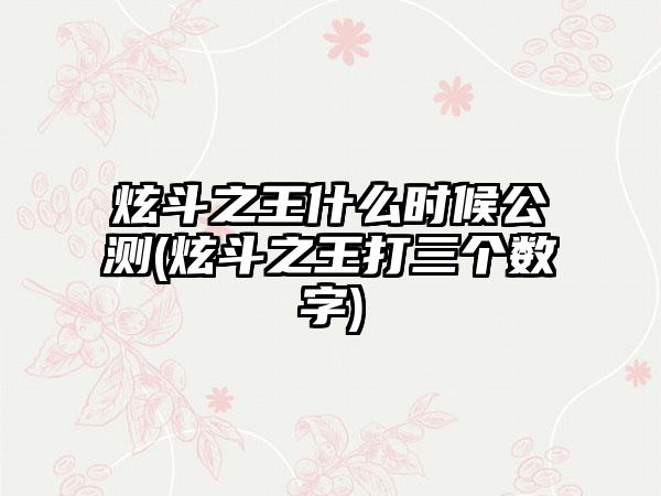 炫斗之王什么时候公测(炫斗之王打三个数字)
