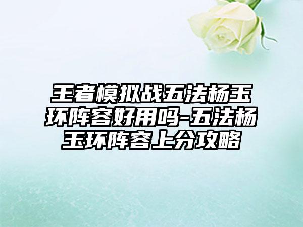 王者模拟战五法杨玉环阵容好用吗-五法杨玉环阵容上分攻略