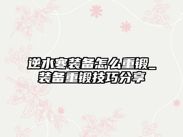 逆水寒装备怎么重锻_装备重锻技巧分享