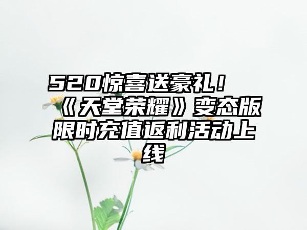 520惊喜送豪礼！《天堂荣耀》变态版限时充值返利活动上线