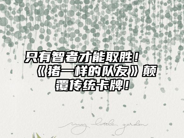 只有智者才能取胜！《猪一样的队友》颠覆传统卡牌！