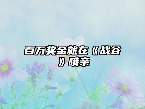 百万奖金就在《战谷》哦亲