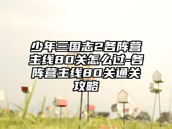 少年三国志2各阵营主线80关怎么过-各阵营主线80关通关攻略