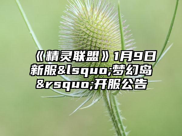 《精灵联盟》1月9日新服&lsquo;梦幻岛&rsquo;开服公告