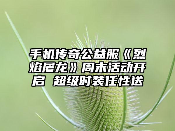 手机传奇公益服《烈焰屠龙》周末活动开启 超级时装任性送