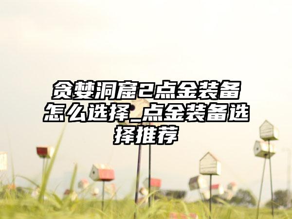 贪婪洞窟2点金装备怎么选择_点金装备选择推荐