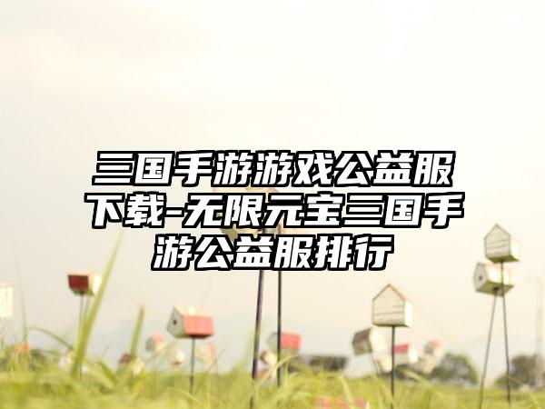 三国手游游戏公益服下载-无限元宝三国手游公益服排行
