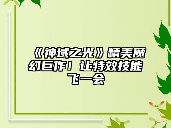 《神域之光》精美魔幻巨作！让特效技能飞一会