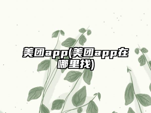 美团app(美团app在哪里找)