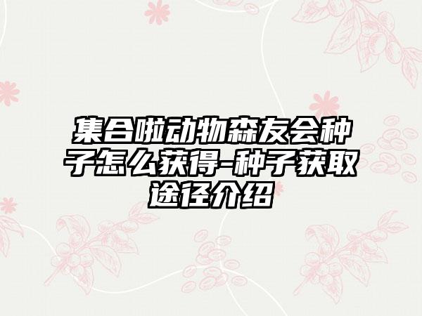 集合啦动物森友会种子怎么获得-种子获取途径介绍