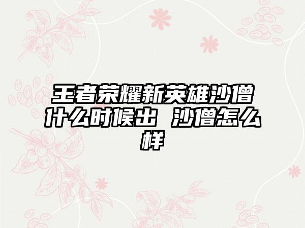 王者荣耀新英雄沙僧什么时候出 沙僧怎么样