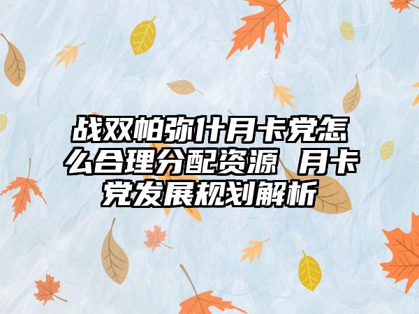 战双帕弥什月卡党怎么合理分配资源 月卡党发展规划解析