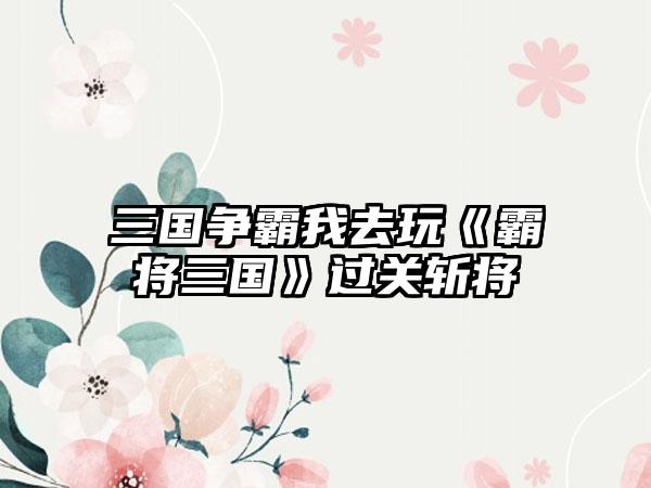 三国争霸我去玩《霸将三国》过关斩将