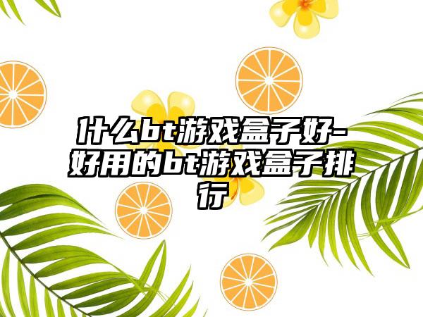 什么bt游戏盒子好-好用的bt游戏盒子排行