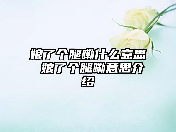 娘了个腿嘞什么意思 娘了个腿嘞意思介绍
