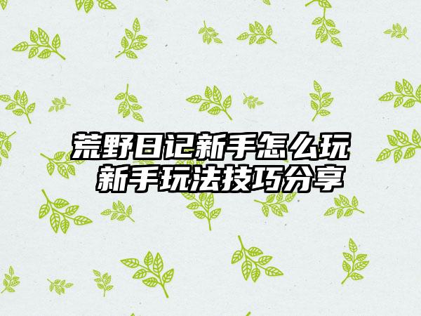荒野日记新手怎么玩 新手玩法技巧分享
