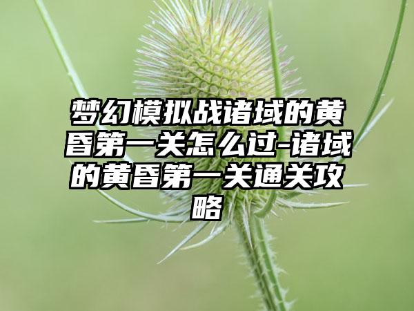 梦幻模拟战诸域的黄昏第一关怎么过-诸域的黄昏第一关通关攻略