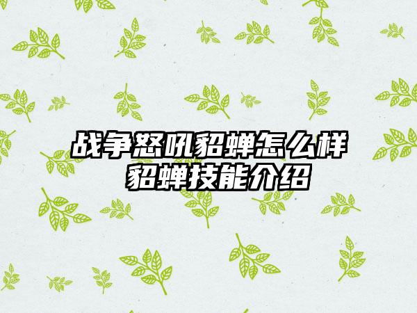 战争怒吼貂蝉怎么样 貂蝉技能介绍