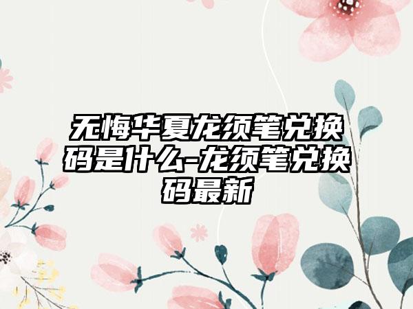 无悔华夏龙须笔兑换码是什么-龙须笔兑换码最新