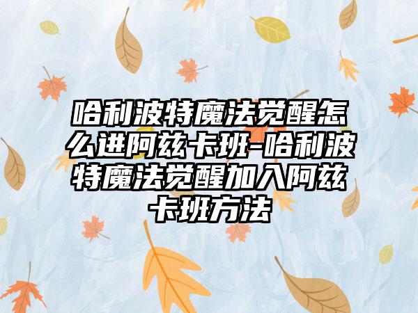 哈利波特魔法觉醒怎么进阿兹卡班-哈利波特魔法觉醒加入阿兹卡班方法