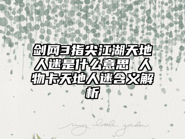 剑网3指尖江湖天地人迷是什么意思 人物卡天地人迷含义解析