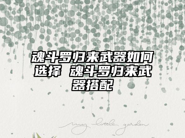 魂斗罗归来武器如何选择 魂斗罗归来武器搭配