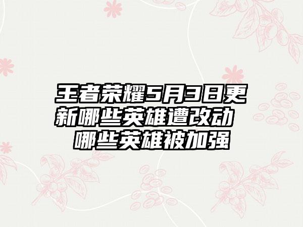 王者荣耀5月3日更新哪些英雄遭改动 哪些英雄被加强