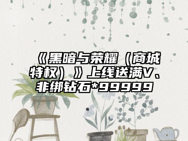 《黑暗与荣耀（商城特权）》上线送满V、非绑钻石*99999