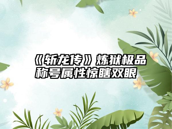 《斩龙传》炼狱极品称号属性惊瞎双眼