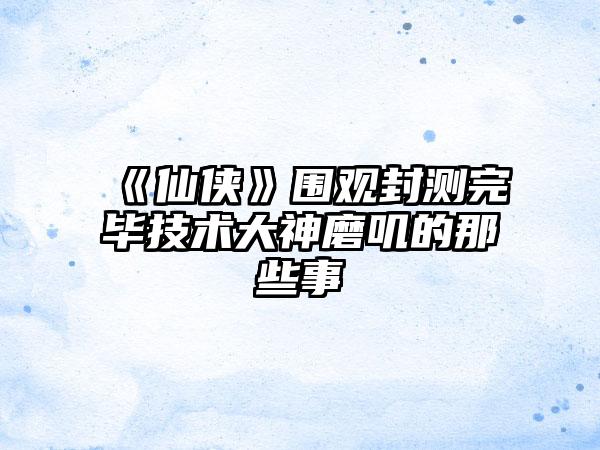 《仙侠》围观封测完毕技术大神磨叽的那些事