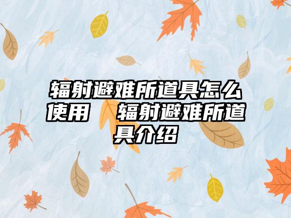 辐射避难所道具怎么使用  辐射避难所道具介绍