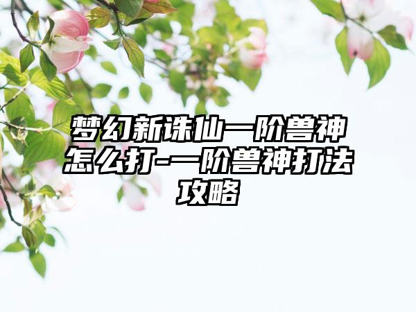 梦幻新诛仙一阶兽神怎么打-一阶兽神打法攻略