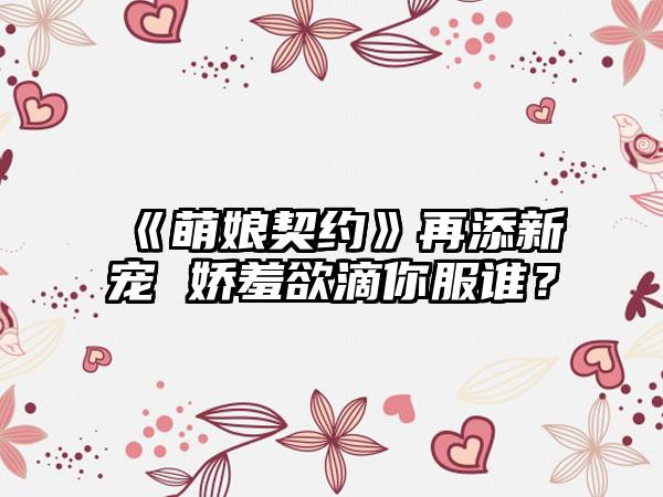 《萌娘契约》再添新宠 娇羞欲滴你服谁？