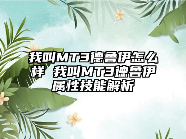 我叫MT3德鲁伊怎么样 我叫MT3德鲁伊属性技能解析