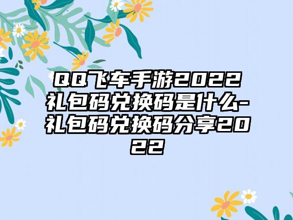 QQ飞车手游2022礼包码兑换码是什么-礼包码兑换码分享2022